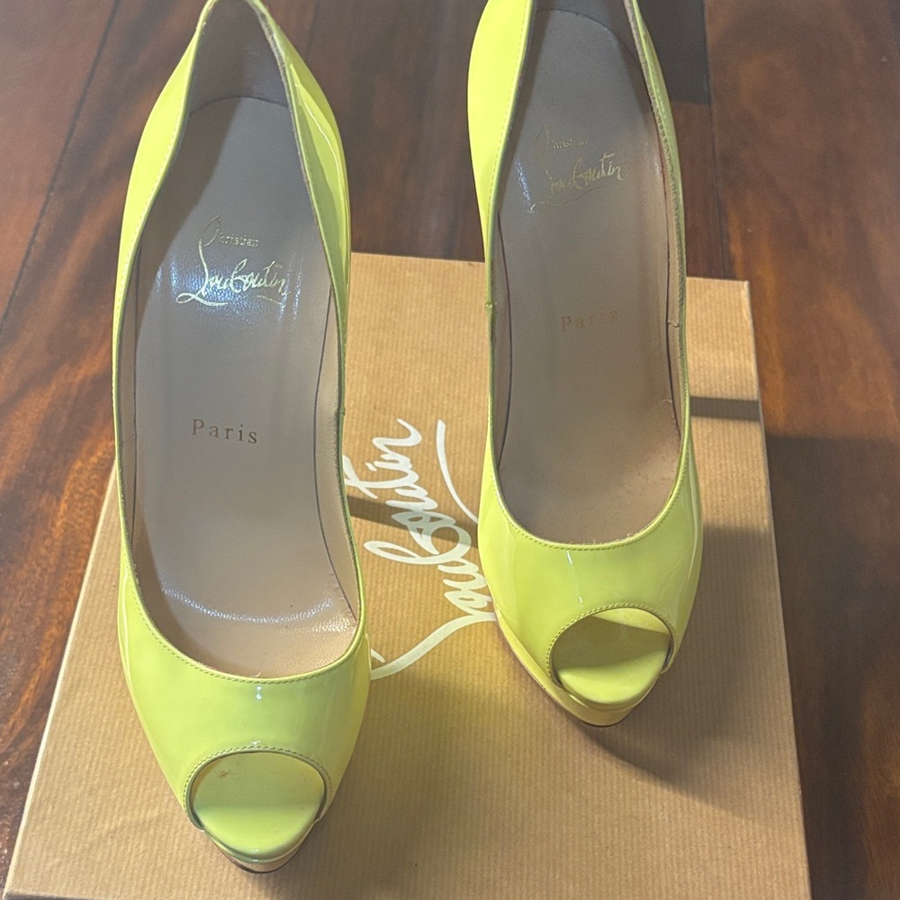 Christian Louboutin Neon Yellow Peep-Toe Heels